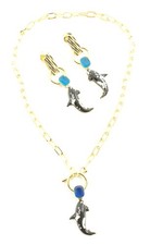 OCEANUS Schmuckset Damen goldfarben-schwarz-blau extravaganter Stil