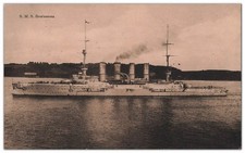 AK Marine Großer Kreuzer SMS Gneisenau gelaufen ab Wilhelmshaven 1915