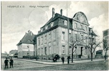 AK NEUSALZ /Oder Königl. Amtsgericht, Straßenecke, Rekrutendepot-Stempel 1915