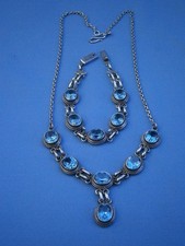 **  traumhaftes 925 Sterling Silber Set, Collier + Armband, mit Aquamarinen  **