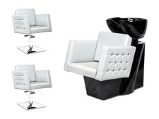 FRISEURSALON Möbel 2x Friseurstuhl +Waschsessel friseureinrichtung CRISTAL