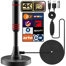 DVB-T2 Antenne HDTV Zimmerantenne 5m Kabel 360° Verstärker