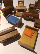 Puppenmöbel Holz Vintage Schlafzimmer Restposten