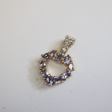 Tansanit, Diamant Herz Kettenanhänger 585 Gold, 19 mm = 2 g