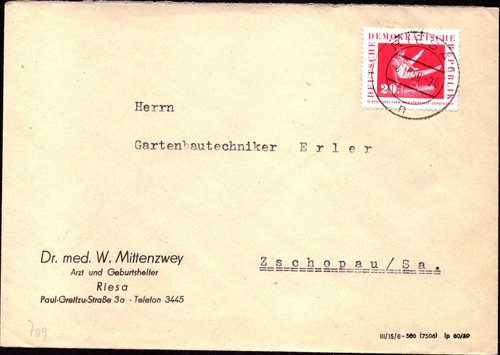 Ddr brief riesa - brief, zschopau