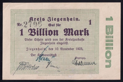 Ziegenhain billion mark - ziegenhain:, 1