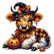 3x Halloween Highland cow car