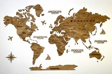 Holz Weltkarte 220 x 135 cm