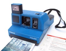 RARE Blue Polaroid Impulse 600 film instant camera Blau Limited Edition WORKS