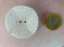 1 KNOPF Vintage 50iger aufwendig EXTRAVAGANT XXL WEIẞ Struktur Gewebe ALT #9