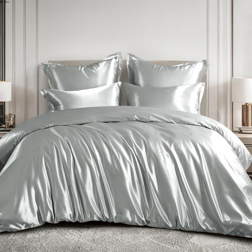 Satin bettwäsche 200x220 grau - bettwäsche,