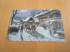 Künstlerkarte Weihnachten Winteridylle mit Ochsengespann 1916