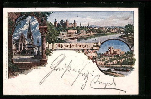 Aschaffenburg ortsansicht - ak, aschaffenburg,