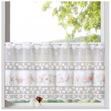 heimtexland ® Shabby Chic Rosen Scheibengardine Deko Landhaus Gardine Typ763