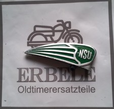 NSU Quickly Emblem grün, Wappenschild für Schutzblech. Länge ca. 85 mm