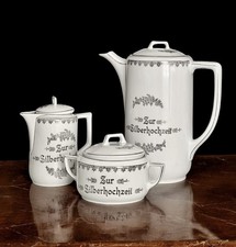 Zur Silberhochzeit Antikes Jugendstil Kernstück handbemaltes Porzellan Schlesien