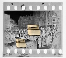 Original Negativ 4x3,5cm - Lübeck Schleswig-Holstein - Soldaten Versammlung …