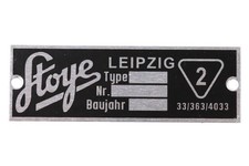 Typenschild für Stoye