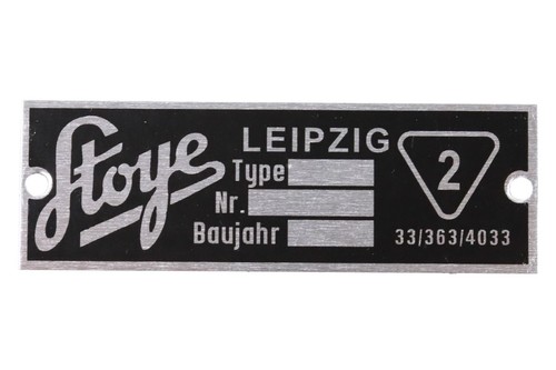 Typenschild für stoye - typenschild,