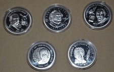5 SILBERMEDAILLEN - BERÜHMTE DEUTSCHE - Polierte Platte - gekapselt