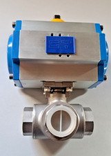 2/3 Wege-Hahn mit pneumatischem Stellantrieb,  T-Bohrung, 1"