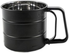 MEHLSIEB Einhand Ø10cm Schwarz Edelstahl Puderzuckerstreuer Puderzuckersieb 86