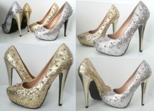 sexy Damen Pailletten Gold