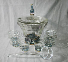 NAGEL Bowle Glas mit 6 Tassen und Löffel 50er Jahre / Art Déco ?