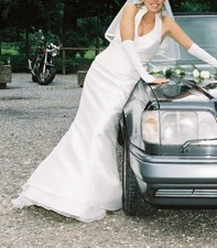 Brautkleid, Hochzeitskleid Gr 36 38  S Meerjungfrau Neckholder Kleid creme weiß 