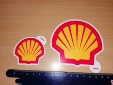 2 alte seltene AUFKLEBER von SHELL Muschel  aus den 80ern   ca. 9x 9 + 5x 5 cn