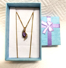 kurze Kette 42 cm mit Amethyst Anhänger, 333 Gold, TOP  ! ! !
