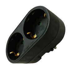 Doppelstecker Mehrfachstecker Duo Stecker 2fach Multistecker Vertikal in schwarz