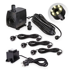 Pumpe mit 3x LED Licht warm weiß Gartenbrunnen Quellstein Teich Tauchpumpe 12V