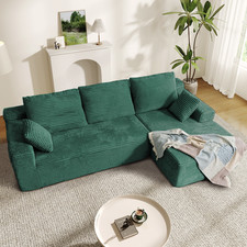 Ecksofa mit Schlaffunktion L-Form Couch Modulsofa Cordstoff mit Liegefläche Neu
