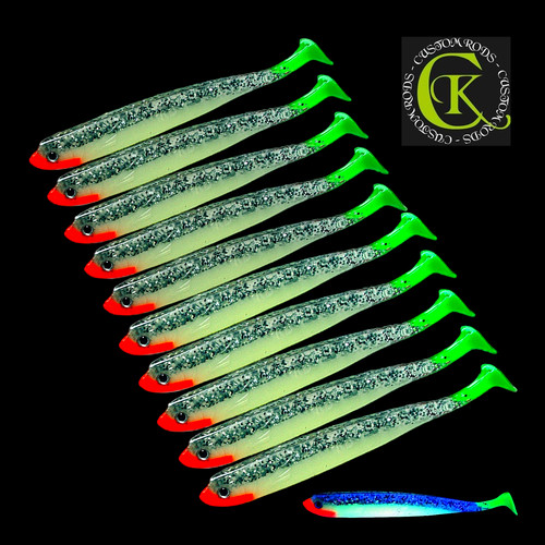 10x 13cm gummifisch stint - uv,