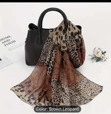 Halstuch  150x50vm  Seidentuch Seide 😍Schal  Umschlagtuch Sommer Braun Leopard