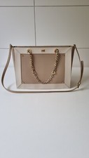 Cavalli CLASS Handtasche Tasche Medium aus Leder, 30 x 22 x 5-13 cm, Beige.