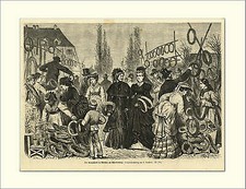 KRANZLMARKT IN MÜNCHEN ALLERSEELENTAG HOLZSTICH  L219**