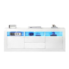 Hochglanz Sideboard Mit LED-Beleuchtung Lowboard TV Lowboard Fernsehschrank Weiß