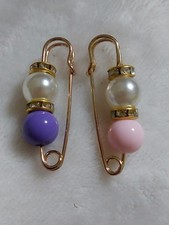 2 Sicherheitsnadel 3,5cm , Brosche, Perlen Goldfarbe, Kleider Brosche Metall 