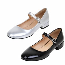 Damen Mary Jane High Heels Pumps Blockabsatz Rockabilly Lack Schuhe