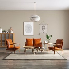 3-tlg. Sofagarnitur Echtleder