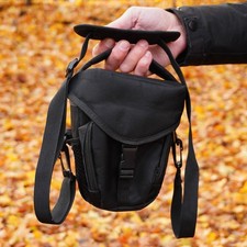 Schwarze Kameratasche Handlich Klein Umhängetasche Fototasche Gürteltasche Cam