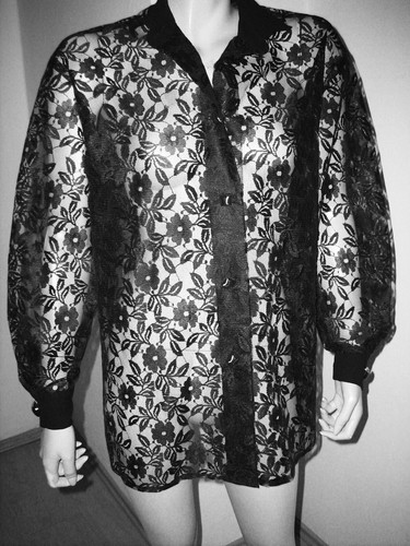 Spitzenbluse schwarz 48 - schwarz,