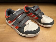 Adidas Jungen Turnschuh - GR. 31 - Leder - Klettverschluss - weiß/grau/orange