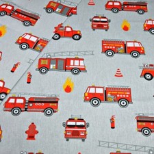 Baumwollstoff Feuerwehr grau