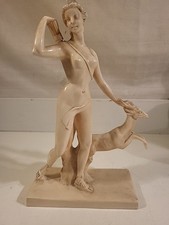 Göttin Artemis Diana griechische Statue ANTIK Alabaster 28 cm SIGNIERT