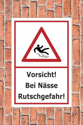 Schild vorsicht bei - bei, nässe