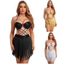 Damen Pailletten Tanzkleid