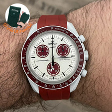 MoonSwatch Silikon Armband weinrot rot Swatch Omega Speedmaster 20mm Pluto